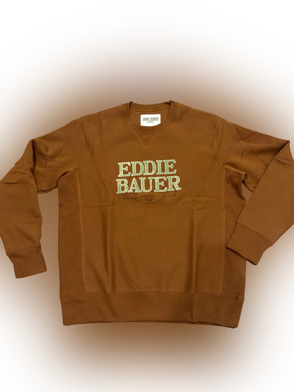 NEW Eddie Bauer Men's Crewneck Sweatshirt in Hazel with Screenprint Logo Size XL